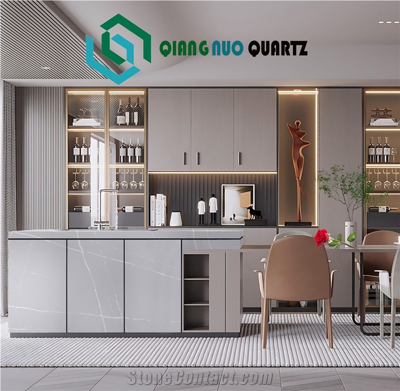 Gray Sketches Calacatta Prefab Kitchen Countertop