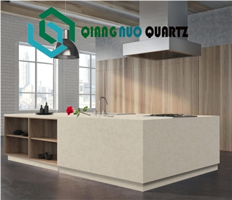 Light Yellow Calacatta Quartz Resistant To Dirt Kitchen Countertop