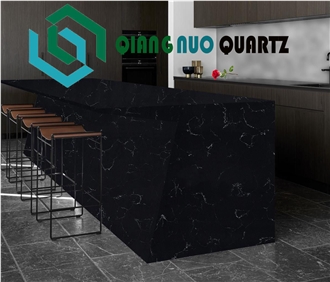 Pure Black Pattern Calacatta Quartz Kitchen Countertop