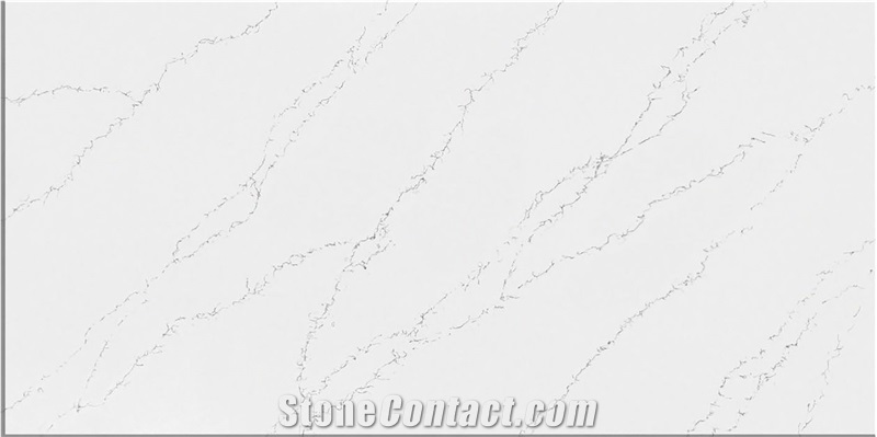 Qiangnuo Lightning Texture White Calacatta Quartz Kitchen Worktops