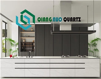 Qiangnuo Sketches Calacatta Quartz Kitchen Countertop