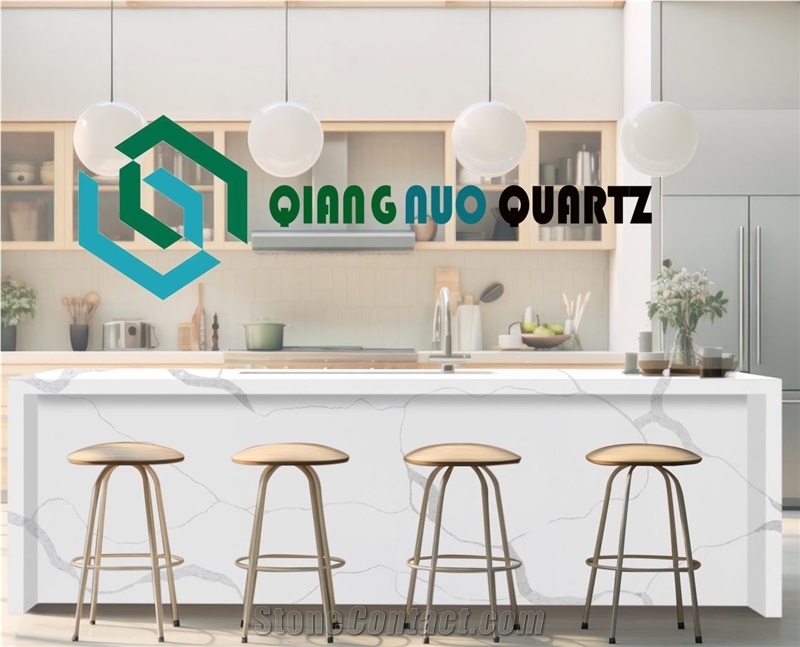 Small Ditch With White Textured Quartz Kitchen Countertop