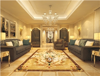 Classic Carpet Water-Jet Marble Medallions Inlay Flooring