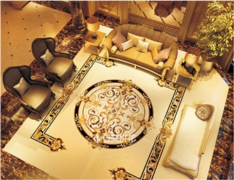 Classic Carpet Water-Jet Marble Medallions Inlay Flooring