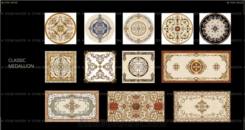 Classic Carpet Water-Jet Marble Medallions Inlay Flooring