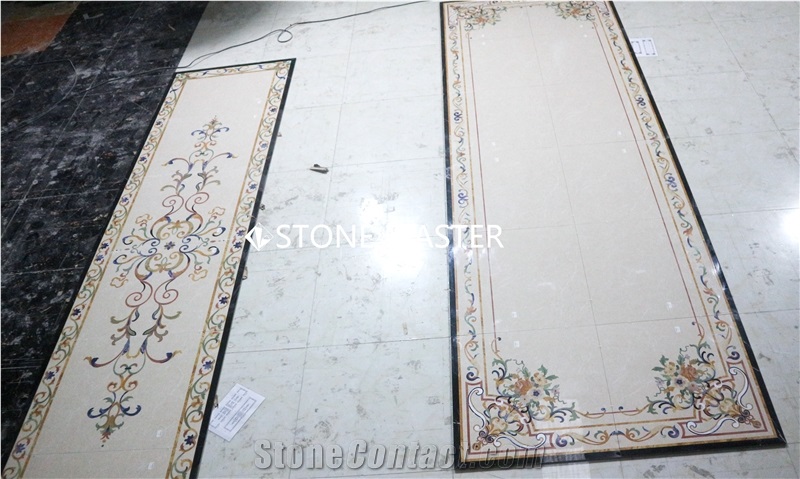 Flower Water-Jet Marble Stone Inlay Medallion Hallway Luxury