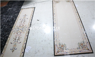 Flower Water-Jet Marble Stone Inlay Medallion Hallway Luxury
