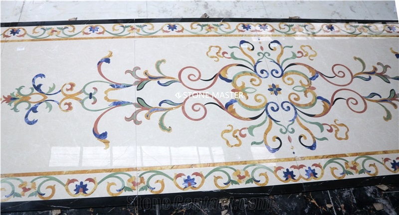 Flower Water-Jet Marble Stone Inlay Medallion Hallway Luxury