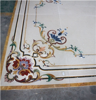 Flower Water-Jet Marble Stone Inlay Medallion Hallway Luxury