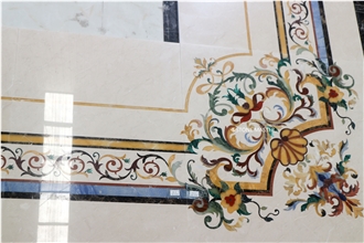 Flower Water-Jet Marble Stone Inlay Medallion Hallway Luxury