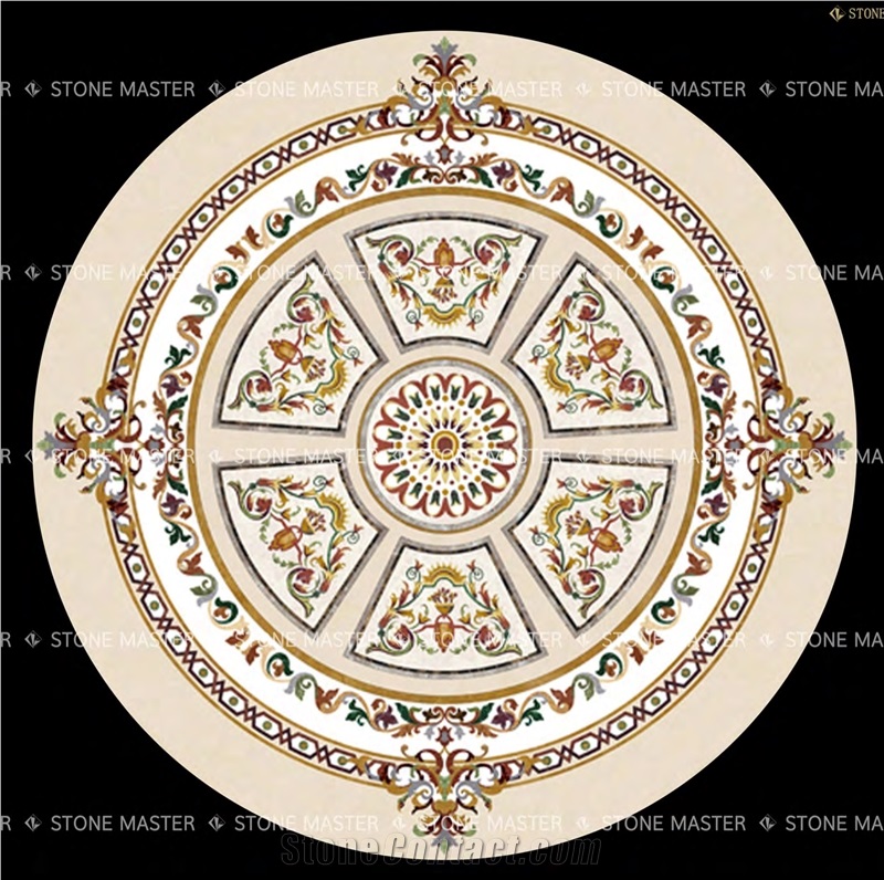 Luxury Marble Inlay Floor Medallion Classic Style