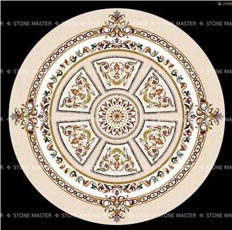 Luxury Marble Inlay Floor Medallion Classic Style