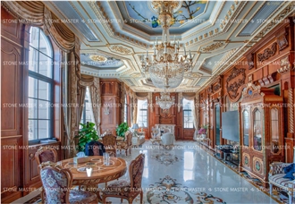 Luxury Marble Inlay Floor Medallion Classic Style