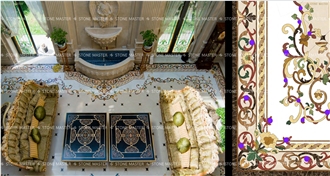 Luxury Marble Inlay Floor Medallion Classic Style