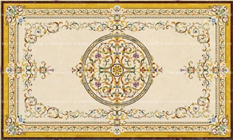 Luxury Marble Inlay Floor Medallion Classic Style