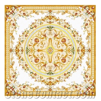 Luxury Waterjet Marble Inlay Medallion Carpet Floor Villa