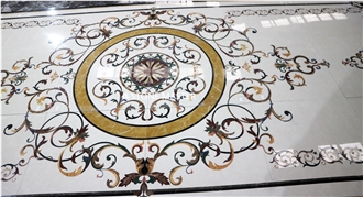 Luxury Waterjet Marble Inlay Medallion Villa Carpet Hotel
