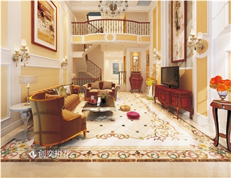 Marble Inlay Waterjet Stone Medallion Floor Classic Luxury
