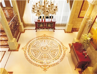 Marble Inlay Waterjet Stone Medallion Floor Classic Luxury
