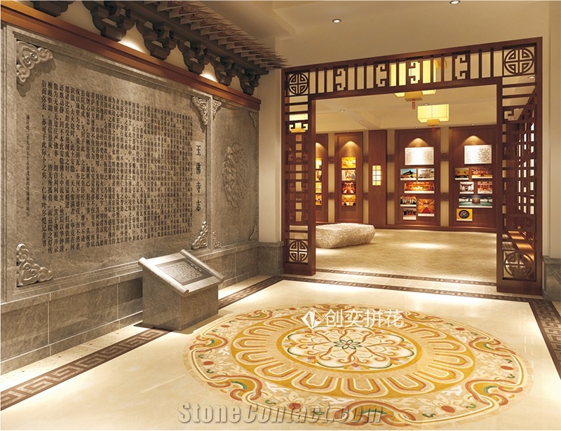 Marble Inlay Waterjet Stone Medallion Floor Classic Luxury