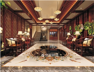 Marble Inlay Waterjet Stone Medallion Floor Modern