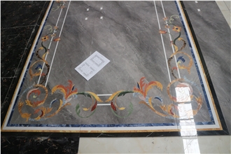 Marble Inlay Waterjet Stone Medallion Floor Modern