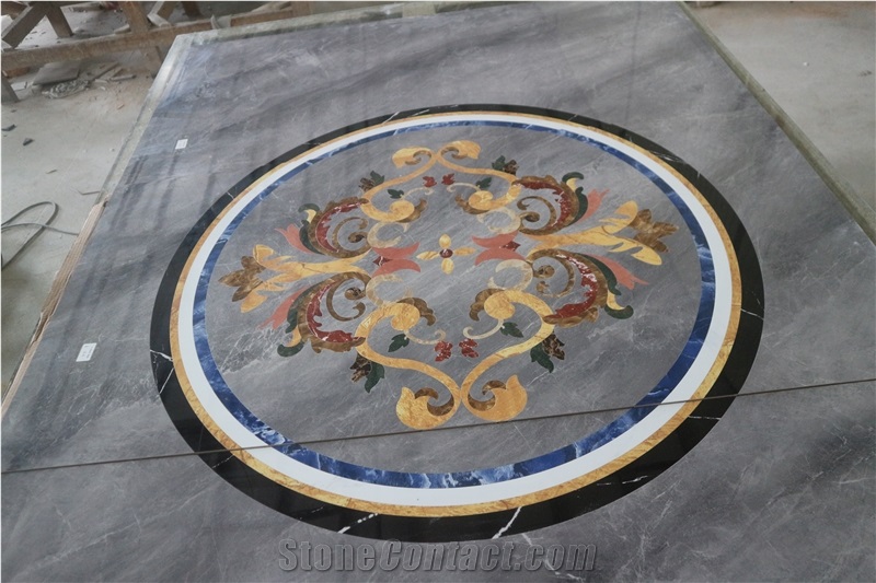 Marble Inlay Waterjet Stone Medallion Floor Modern