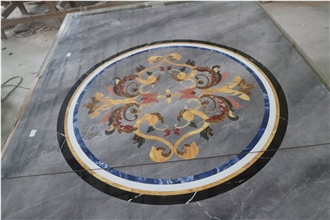 Marble Inlay Waterjet Stone Medallion Floor Modern