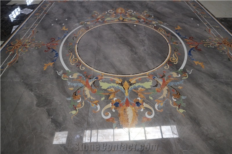 Marble Inlay Waterjet Stone Medallion Floor Modern