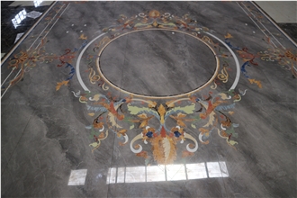 Marble Inlay Waterjet Stone Medallion Floor Modern