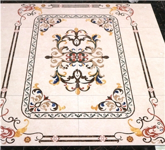 Marble Inlay Waterjet Stone Medallion Floor Modern