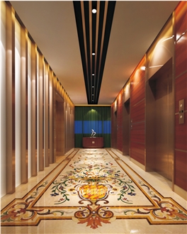 Marble Water-Jet Inlay Floor Medallions For Hotel Corridor