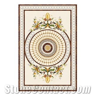 Marble Water-Jet Inlay Floor Medallions For Hotel Corridor