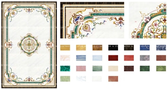 Marble Water-Jet Inlay Floor Medallions For Hotel Corridor
