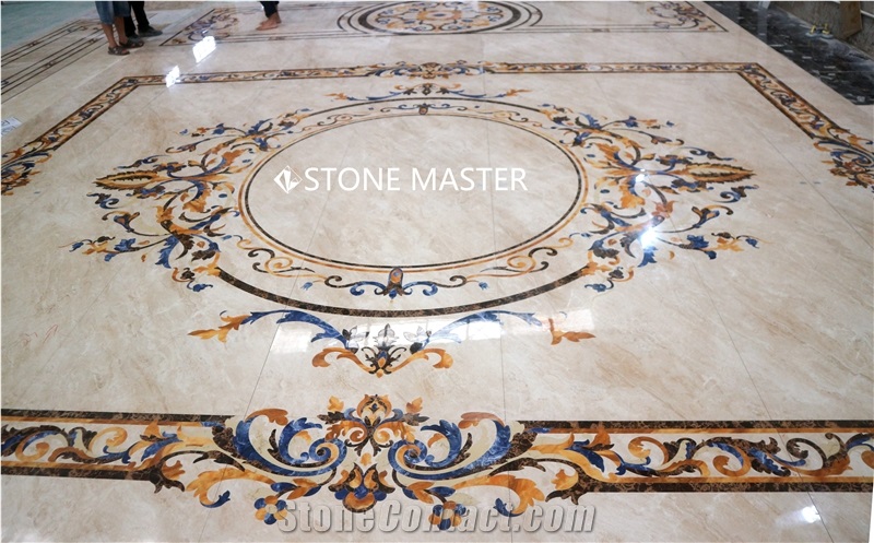 Round Water-Jet Marble Stone Inlay Medallion Lobby Floor