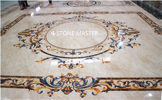 Round Water-Jet Marble Stone Inlay Medallion Lobby Floor