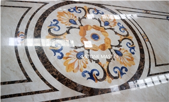 Round Water-Jet Marble Stone Inlay Medallion Lobby Floor