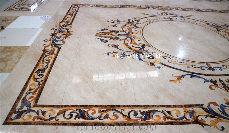 Round Water-Jet Marble Stone Inlay Medallion Lobby Floor