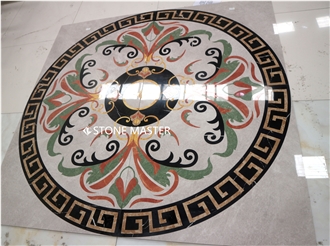 Round Water-Jet Marble Stone Inlay Medallion Lobby Floor