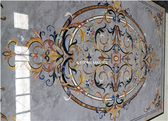 Round Water-Jet Marble Stone Inlay Medallion Lobby Floor