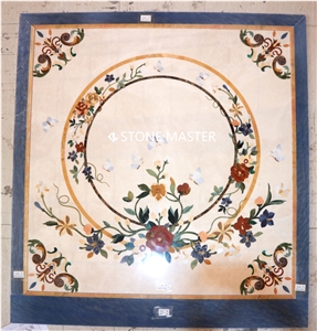 Stone Medallion Marble Inlay Small Floor Hotel Villa