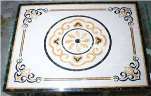 Stone Medallion Marble Inlay Small Floor Hotel Villa