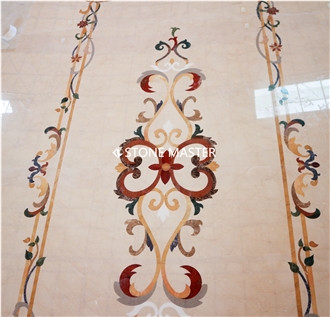 Water-Jet Marble Flower Stone Inlay Medallion  Corridor
