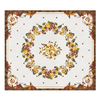 Water-Jet Marble Inlay Medallion Floor Rosso Alicante