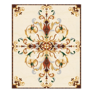 Water-Jet Marble Inlay Medallion Floor Rosso Alicante
