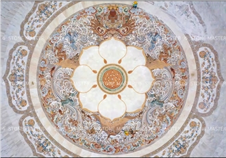 Water-Jet Marble Inlay Medallion For Church Temple