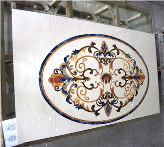 Water-Jet Marble Stone Inlay Medallion Corridor Floor