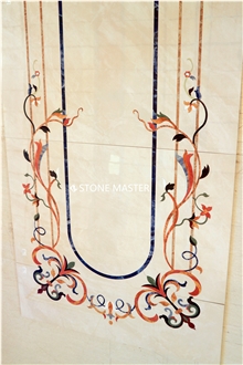 Water-Jet Marble Stone Inlay Medallion Corridor Stunning