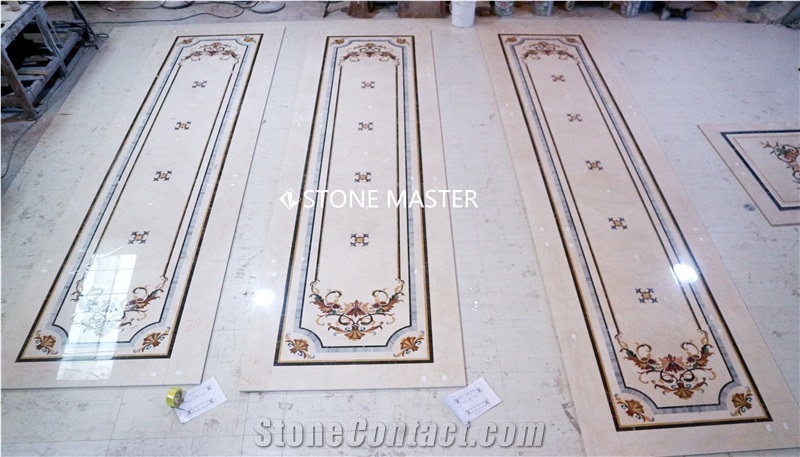 Water-Jet Marble Stone Inlay Medallion Corridor Stunning