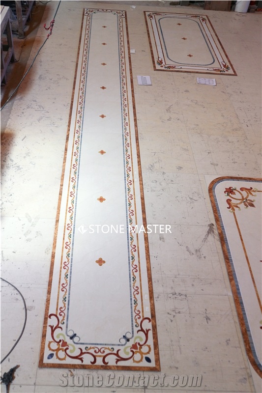 Water-Jet Marble Stone Inlay Medallion Corridor Stunning